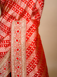 Handwoven Red Banarasi Katan Silk Saree