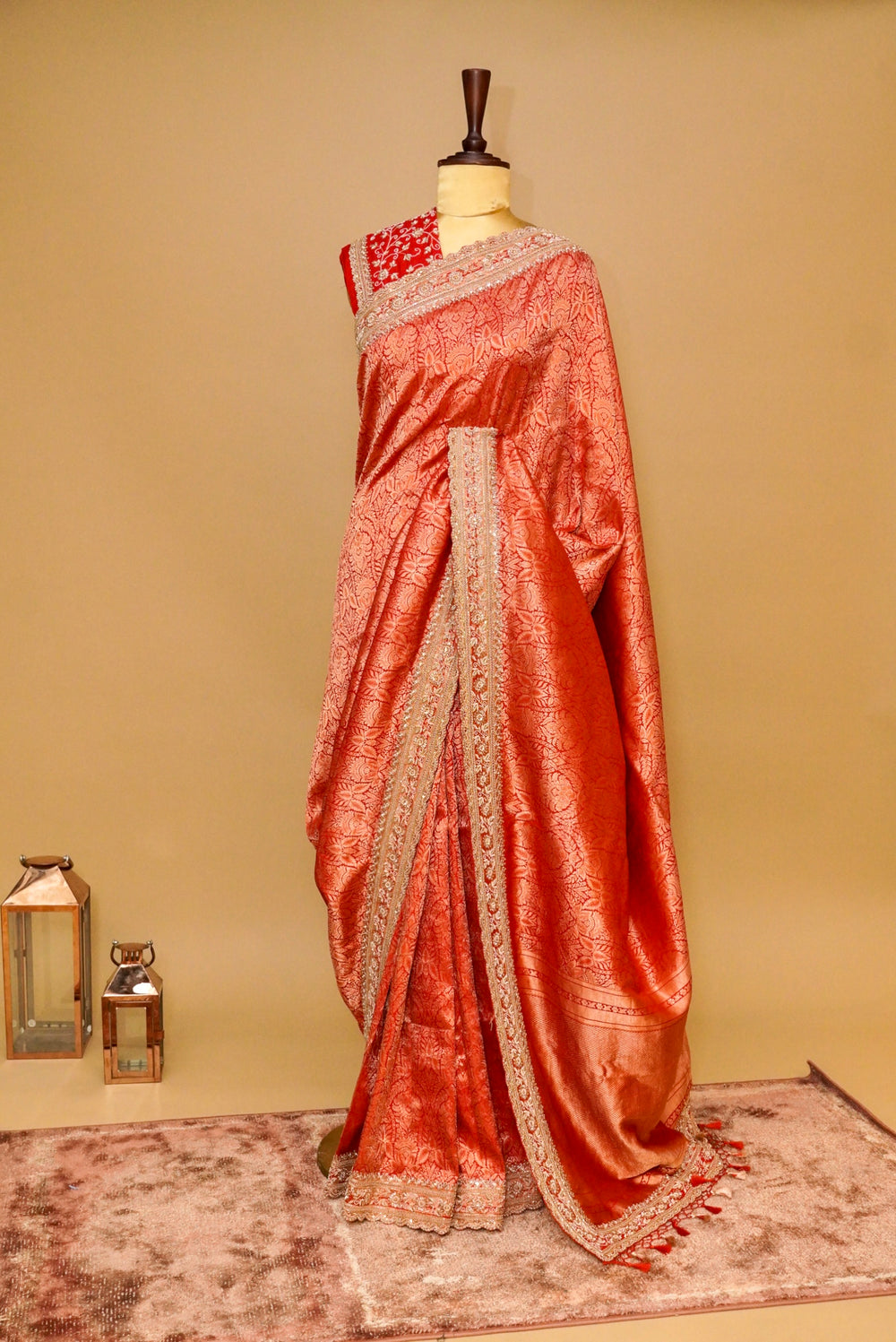 Handwoven Red Bridal Banarasi Katan Silk Saree