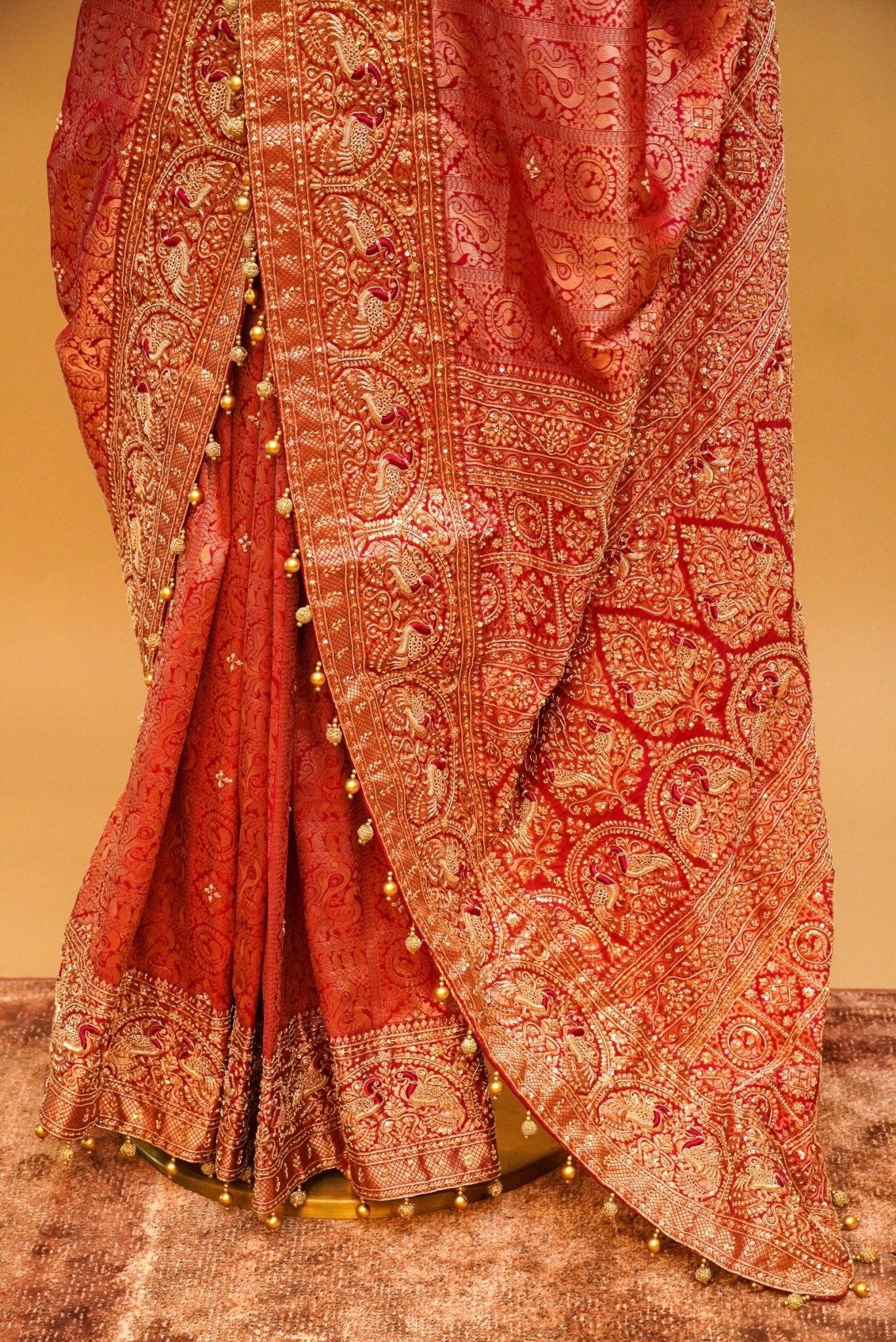 Handwoven Red Bridal Banarasi Katan Silk Saree Sumangal Banaras