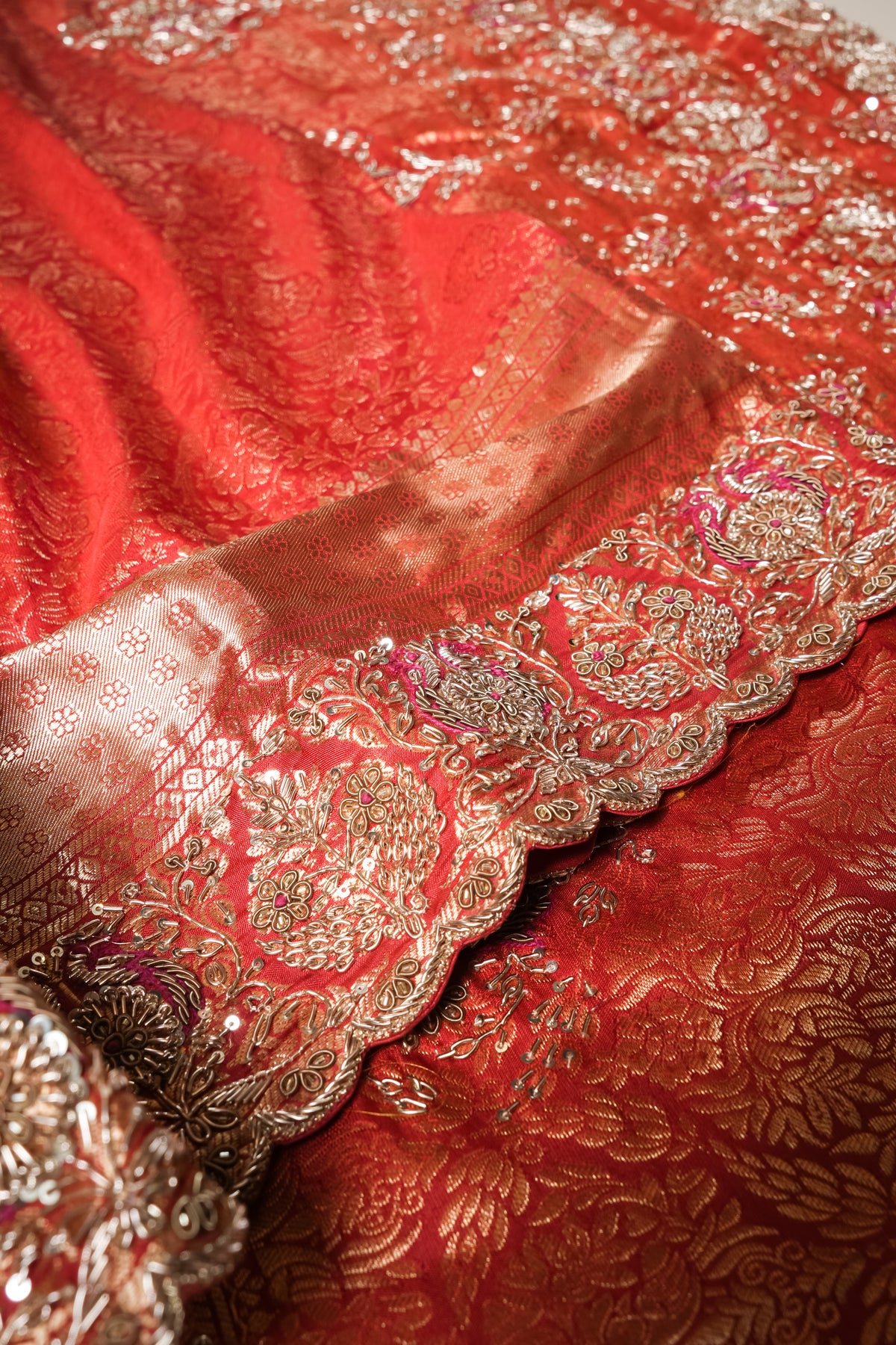 Handwoven Red Banarasi Katan Silk Saree