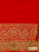 Designer Red Katan Silk Saree