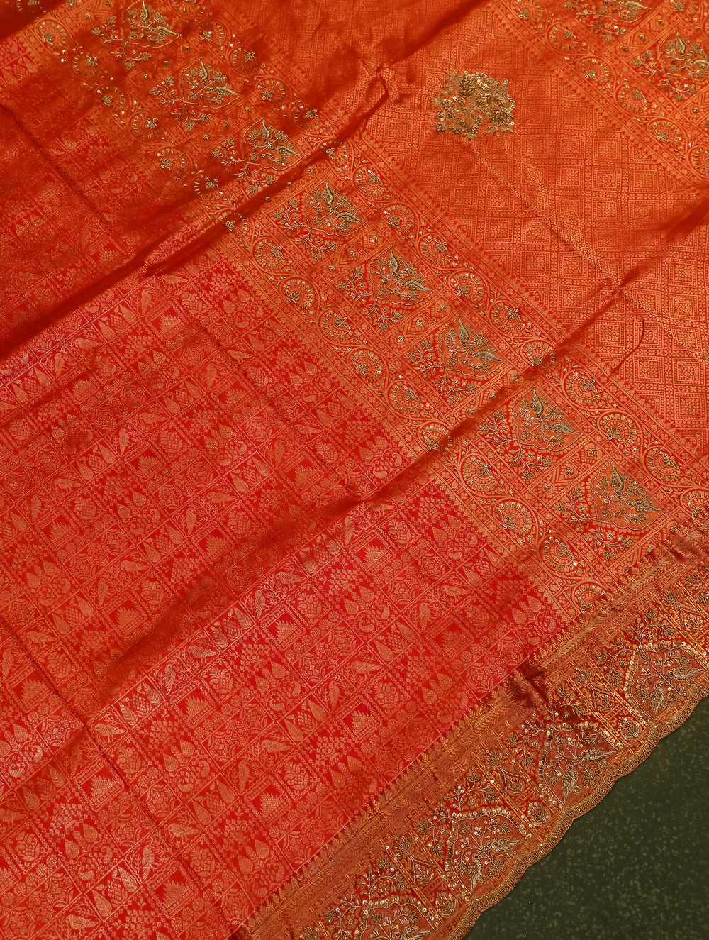 Designer Red Katan Silk Saree