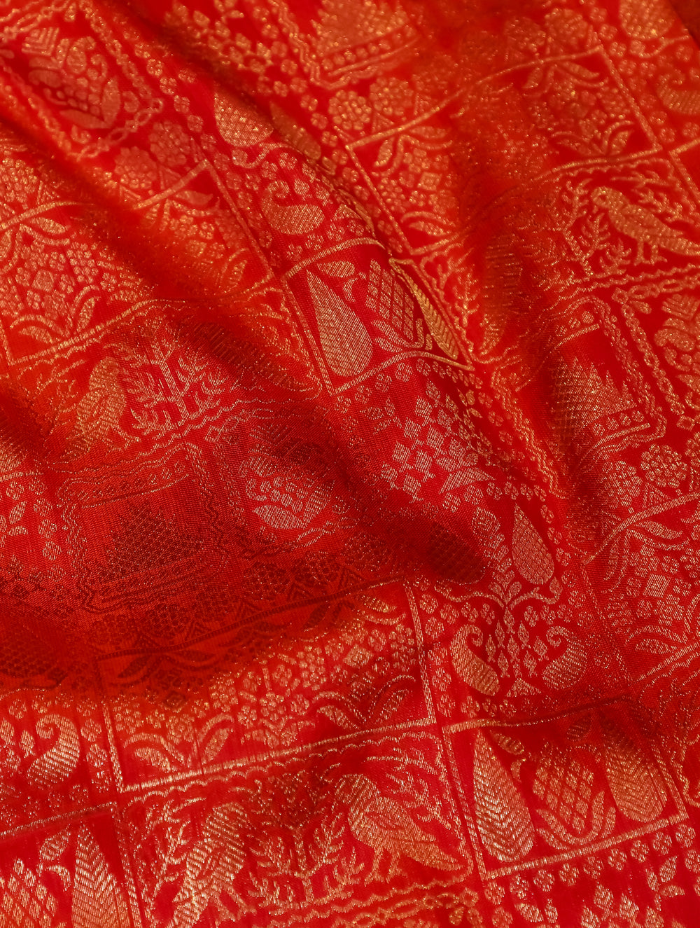 Designer Red Katan Silk Saree