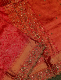 Designer Red Katan Silk Saree