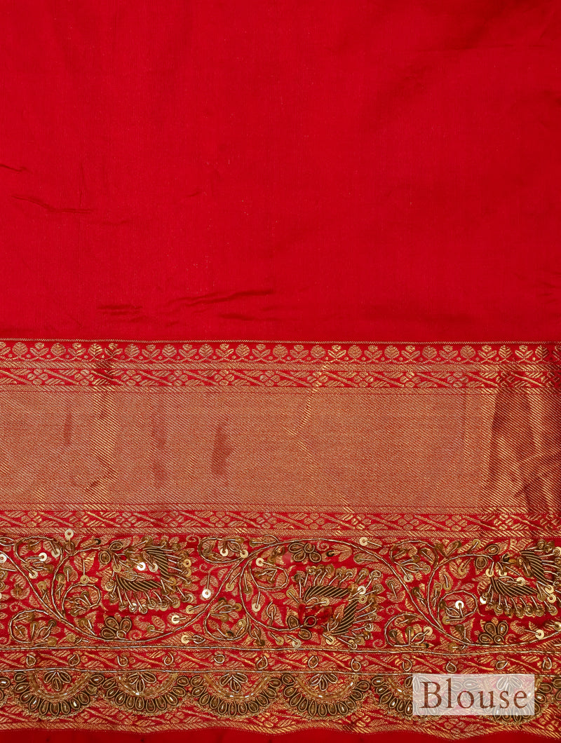 Designer Red Katan Silk Saree