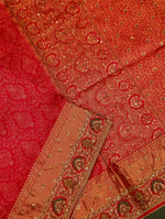 Designer Red Katan Silk Saree