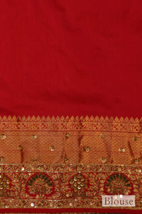 Designer Red Katan Silk Saree