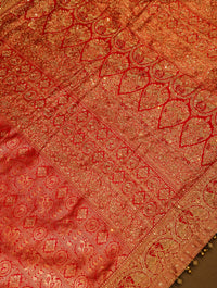 Designer Red Katan Silk Saree