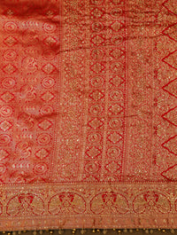 Designer Red Katan Silk Saree