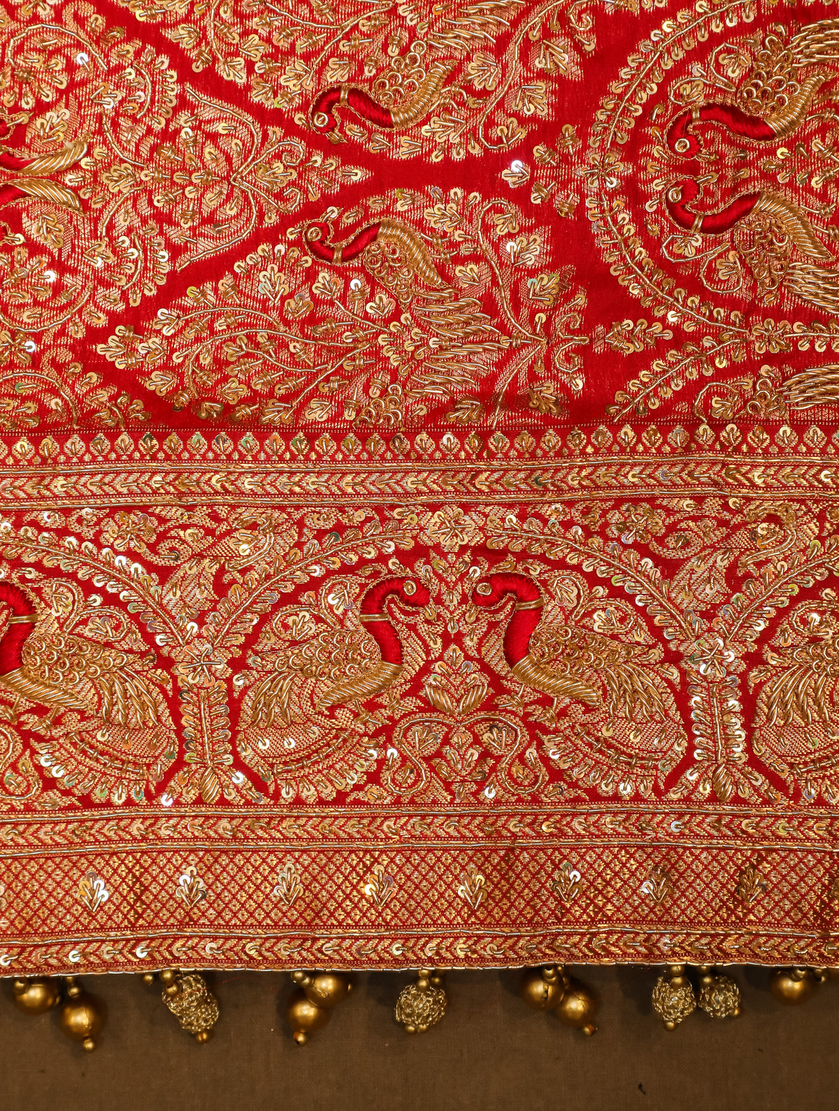 Designer Red Katan Silk Saree