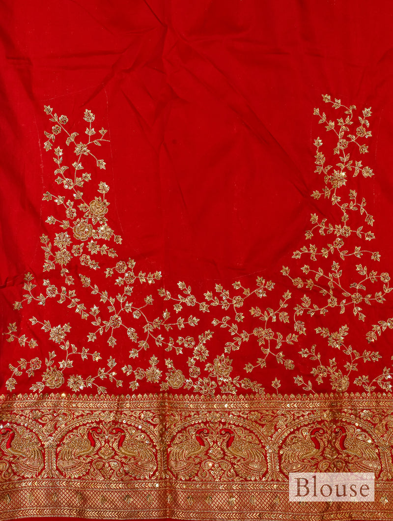 Designer Red Katan Silk Saree