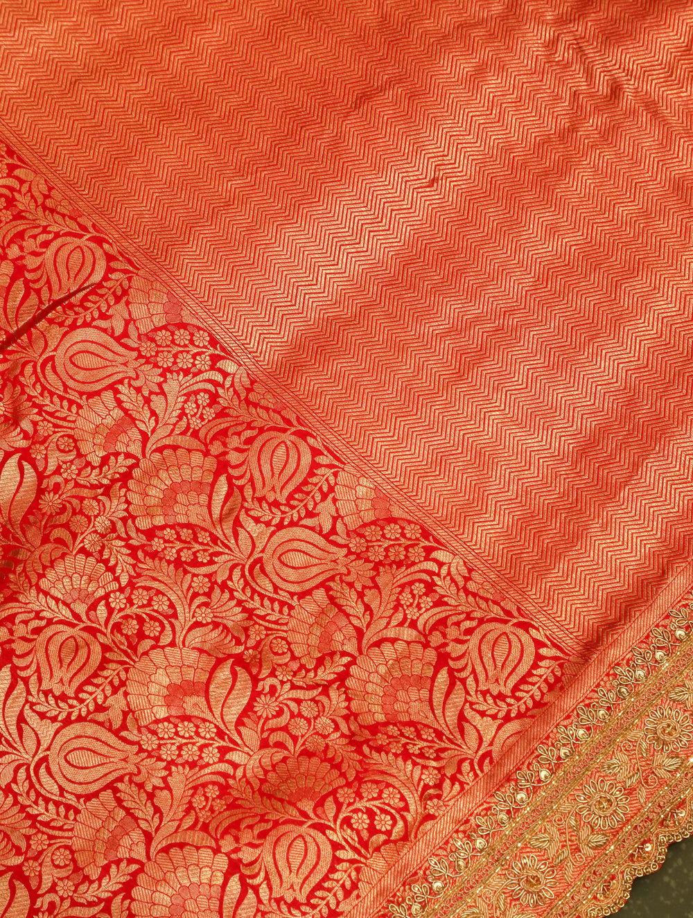 Designer Red  Katan Silk Saree