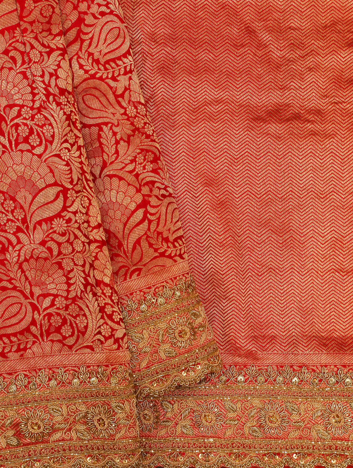 Designer Red  Katan Silk Saree