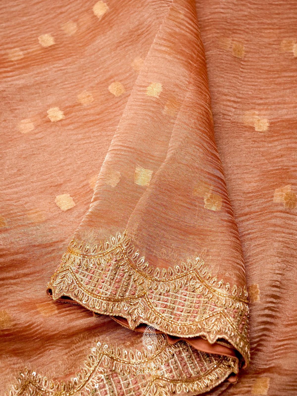 Handwoven Saga Pink Embroidered Organza Silk Saree