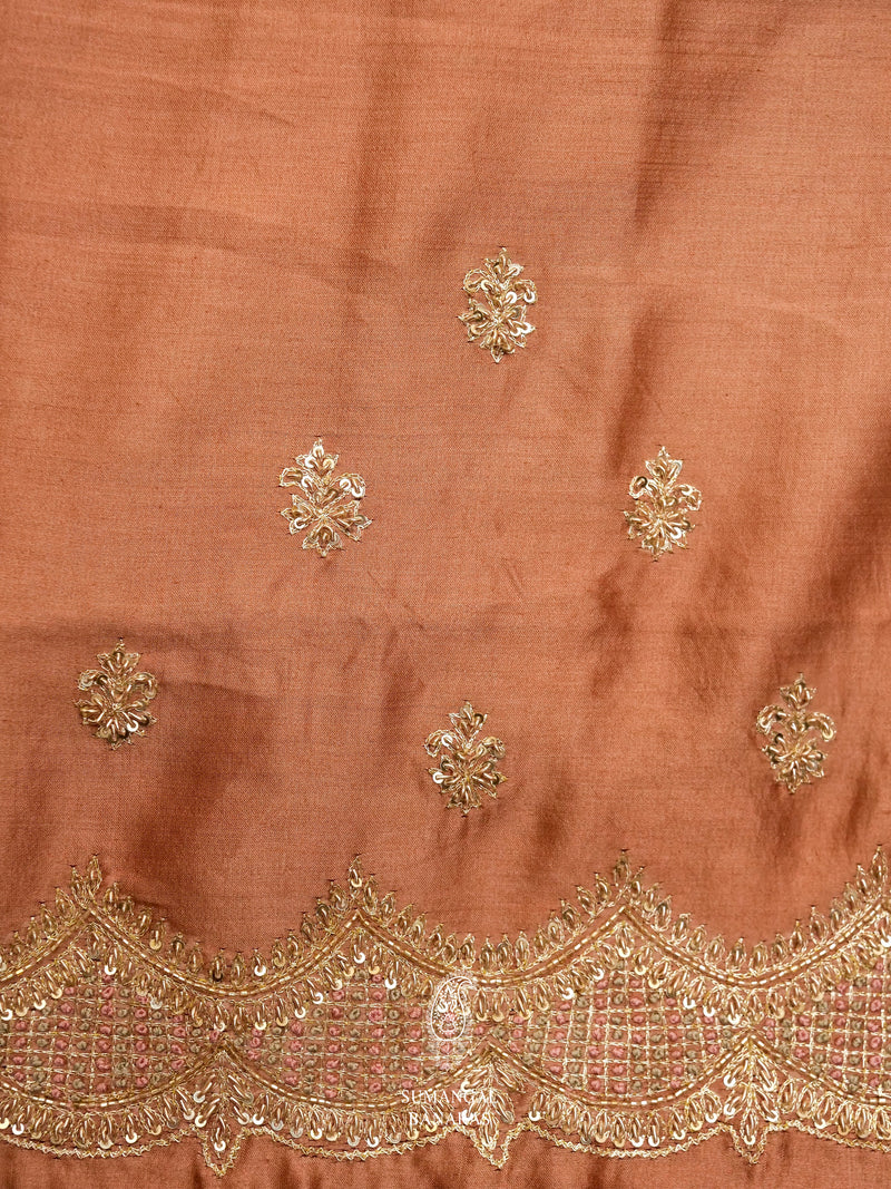 Handwoven Saga Pink Embroidered Organza Silk Saree