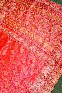 Handwoven Red Banarasi Katan Silk Saree