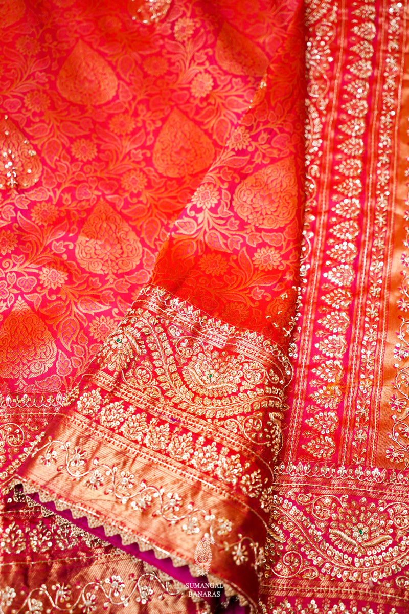 Handwoven Red Banarasi Katan Silk Saree