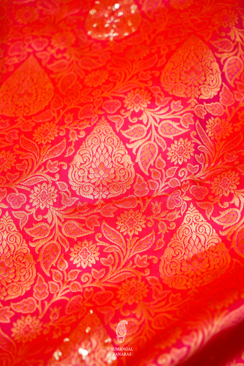 Handwoven Red Banarasi Katan Silk Saree