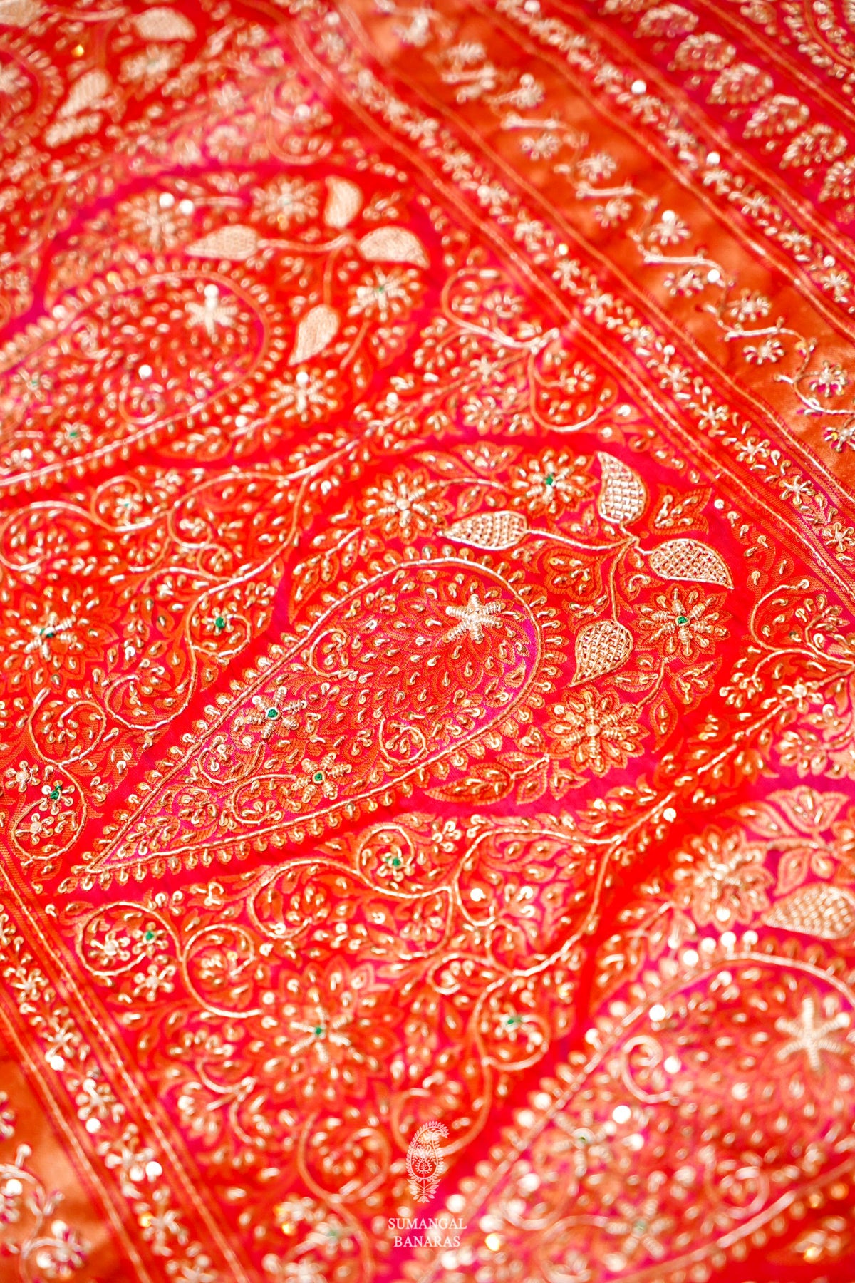 Handwoven Red Banarasi Katan Silk Saree