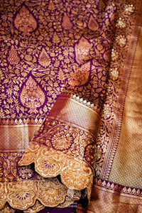 Handwoven Purple Banarasi Katan Silk Saree