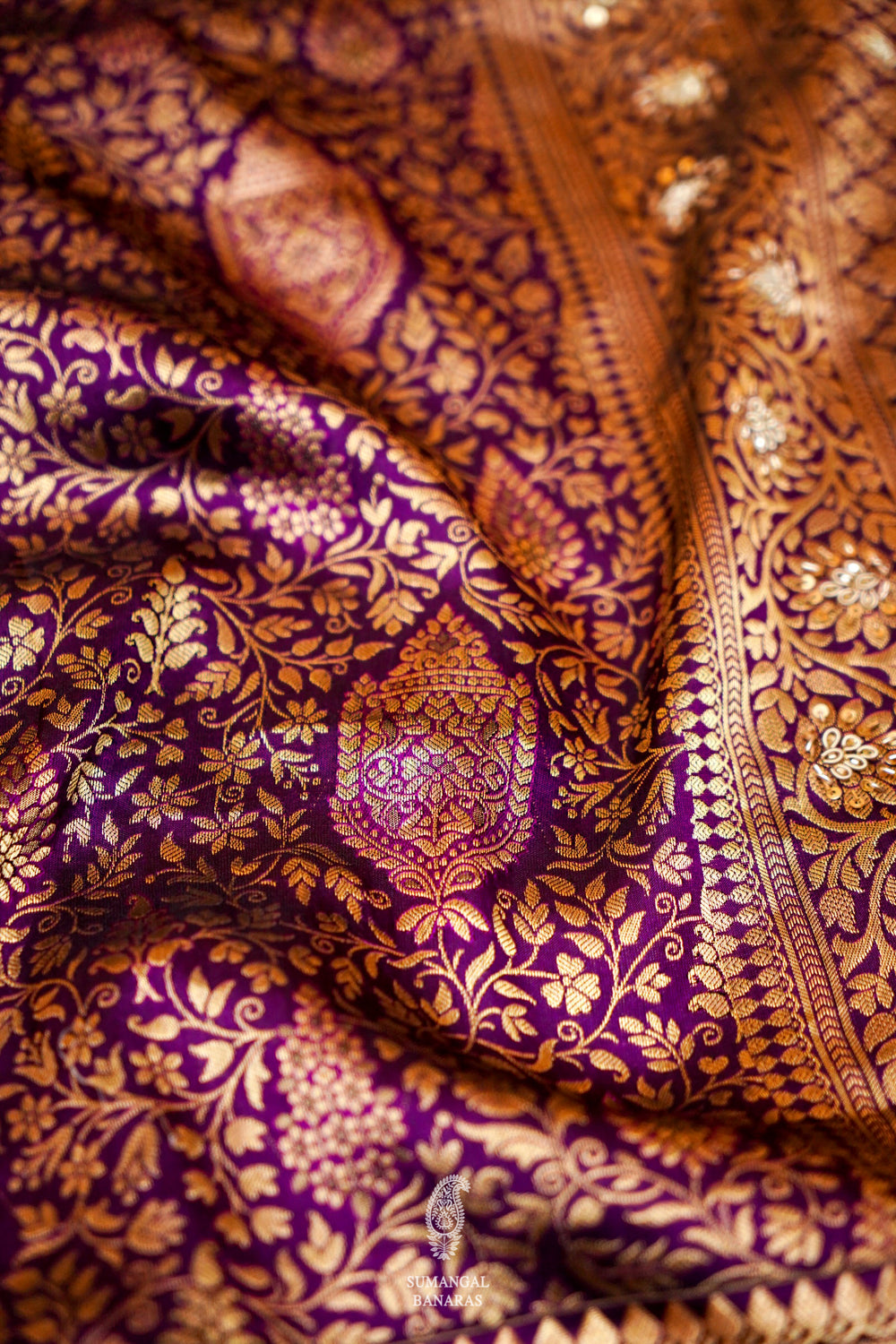 Handwoven Purple Banarasi Katan Silk Saree