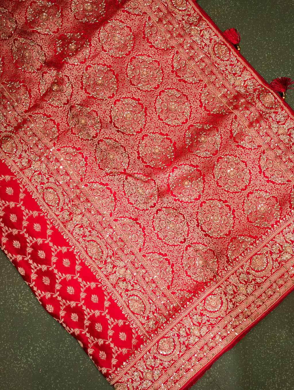 Designer Red Katan Silk Saree