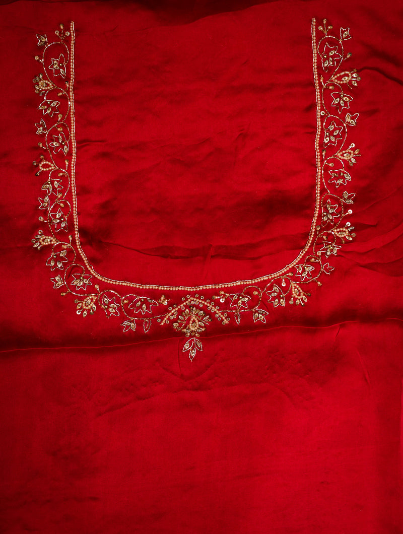 Designer Red Katan Silk Saree