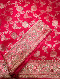 Designer Pink Katan Silk Saree