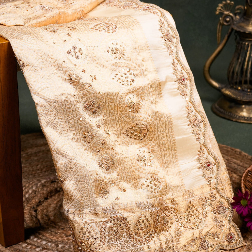 Designer Beige Kanjivaram Silk Saree