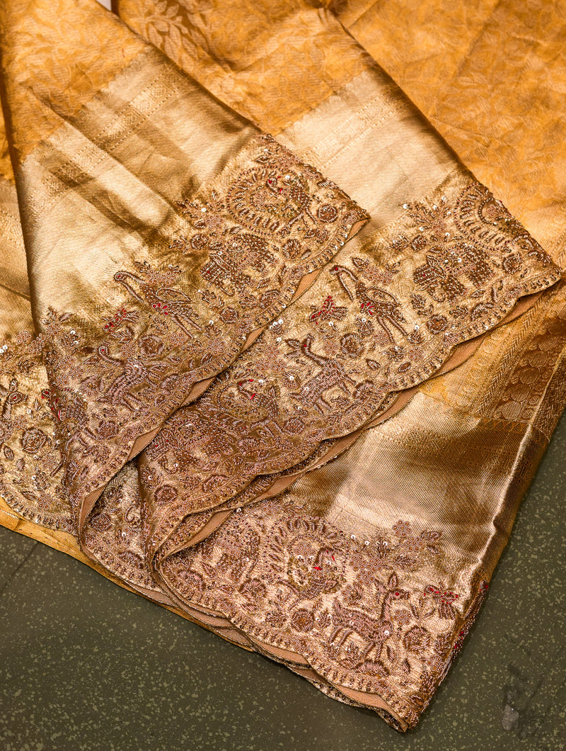 Designer Golden Banarasi Tissue Silk Saree