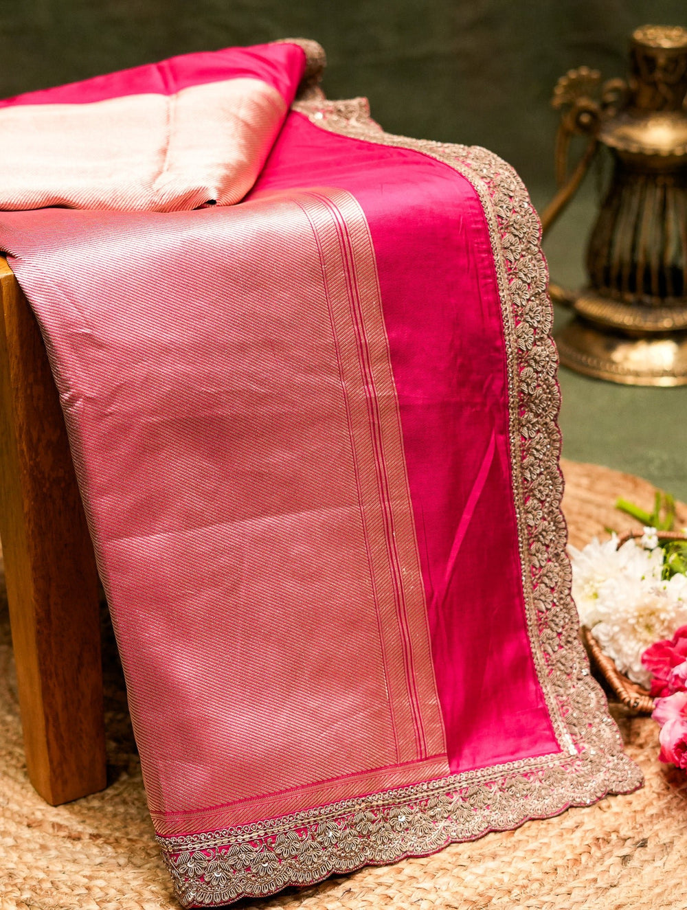 Designer Pink Banarasi Katan Silk Saree