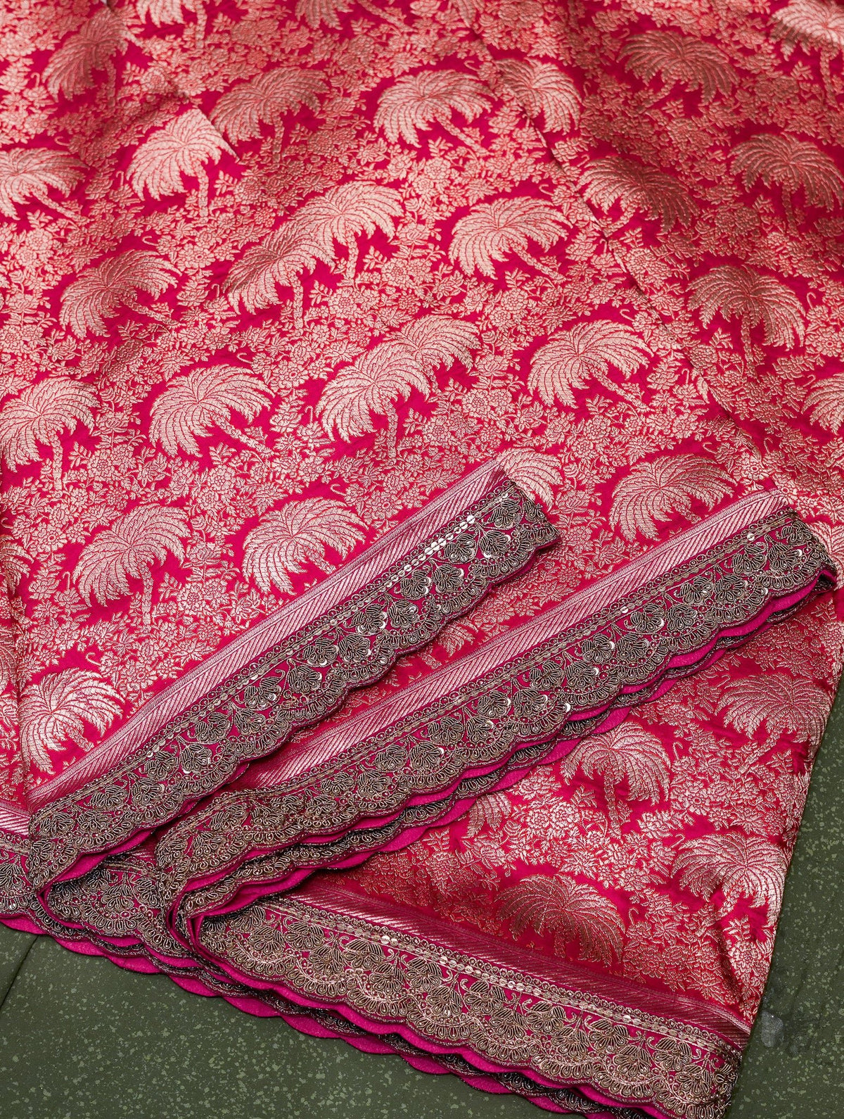 Designer Pink Banarasi Katan Silk Saree