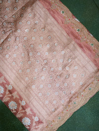 Designer Peach Katan Silk Saree