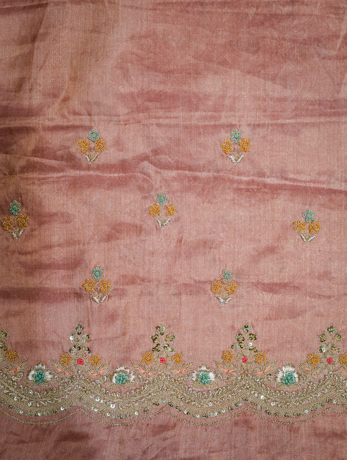 Designer Peach Katan Silk Saree