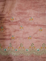 Designer Peach Katan Silk Saree