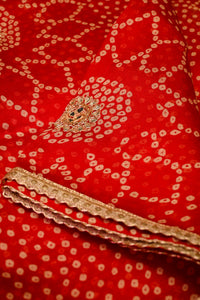 Designer Red Organza Silk Saree