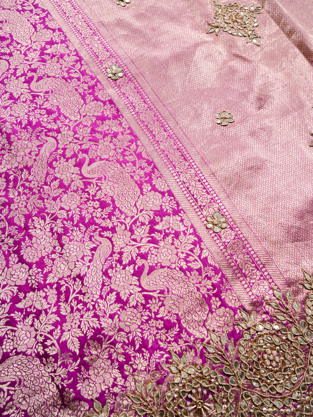 Handwoven Magenta Banarasi Katan Soft Silk Saree