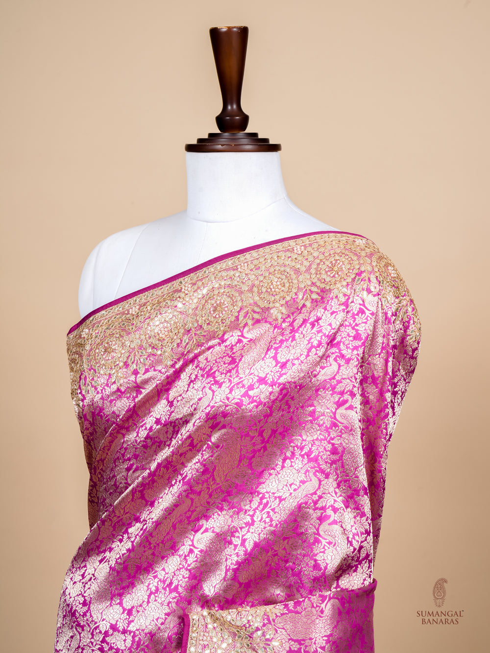 Handwoven Magenta Banarasi Katan Soft Silk Saree