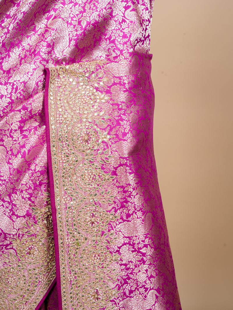 Handwoven Magenta Banarasi Katan Soft Silk Saree