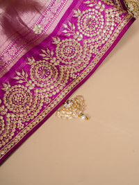 Handwoven Magenta Banarasi Katan Soft Silk Saree