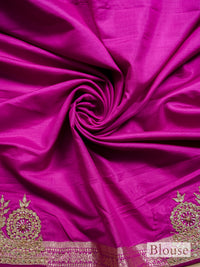 Handwoven Magenta Banarasi Katan Soft Silk Saree