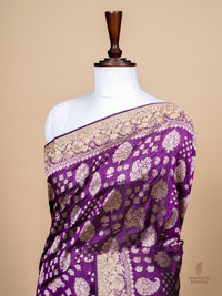 Handwoven Dark Purple Banarasi Katan Silk Saree