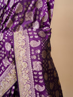 Handwoven Dark Purple Banarasi Katan Silk Saree