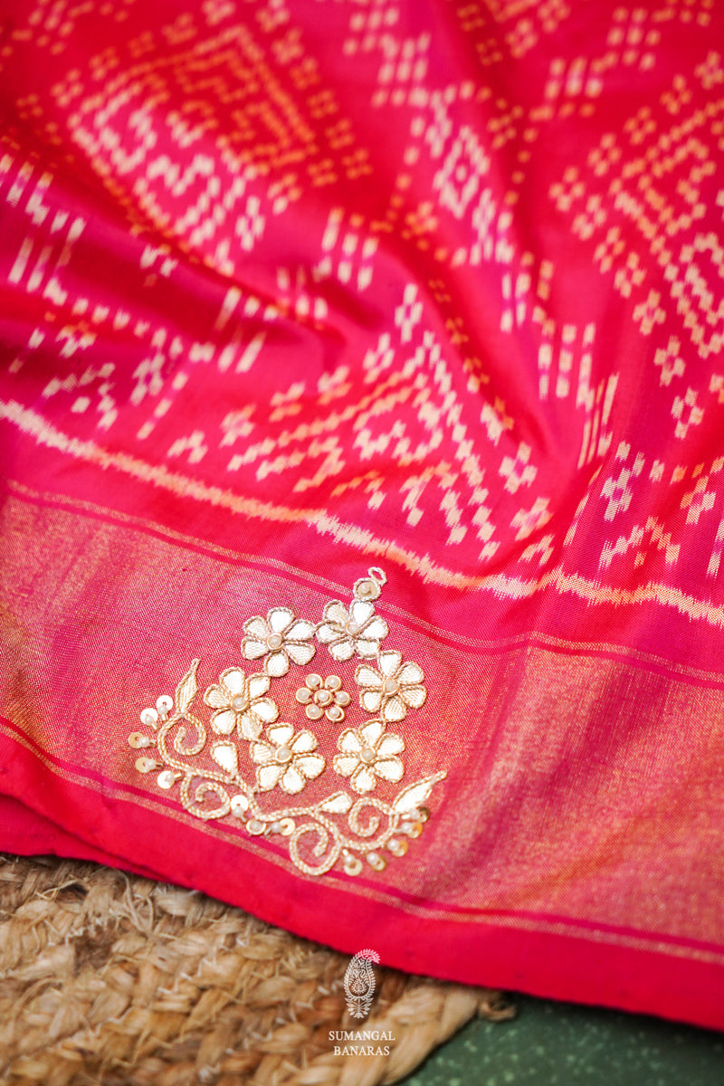 Handwoven Pink Banarasi Katan Silk Saree