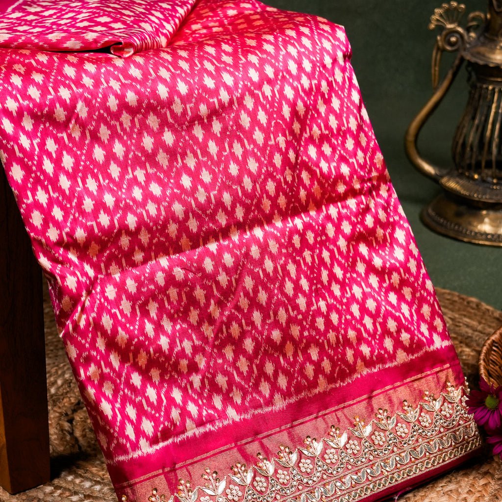 Designer Rani Pink Katan Silk Saree