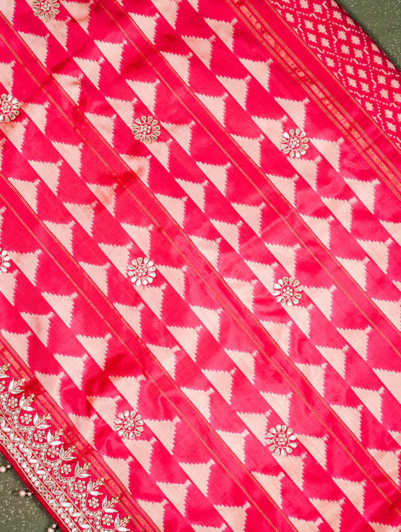 Designer Rani Pink Katan Silk Saree