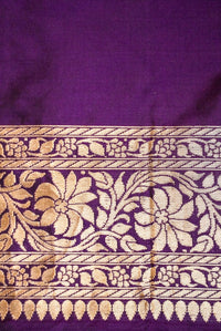 Handwoven Dark Purple Banarasi Katan Silk Saree