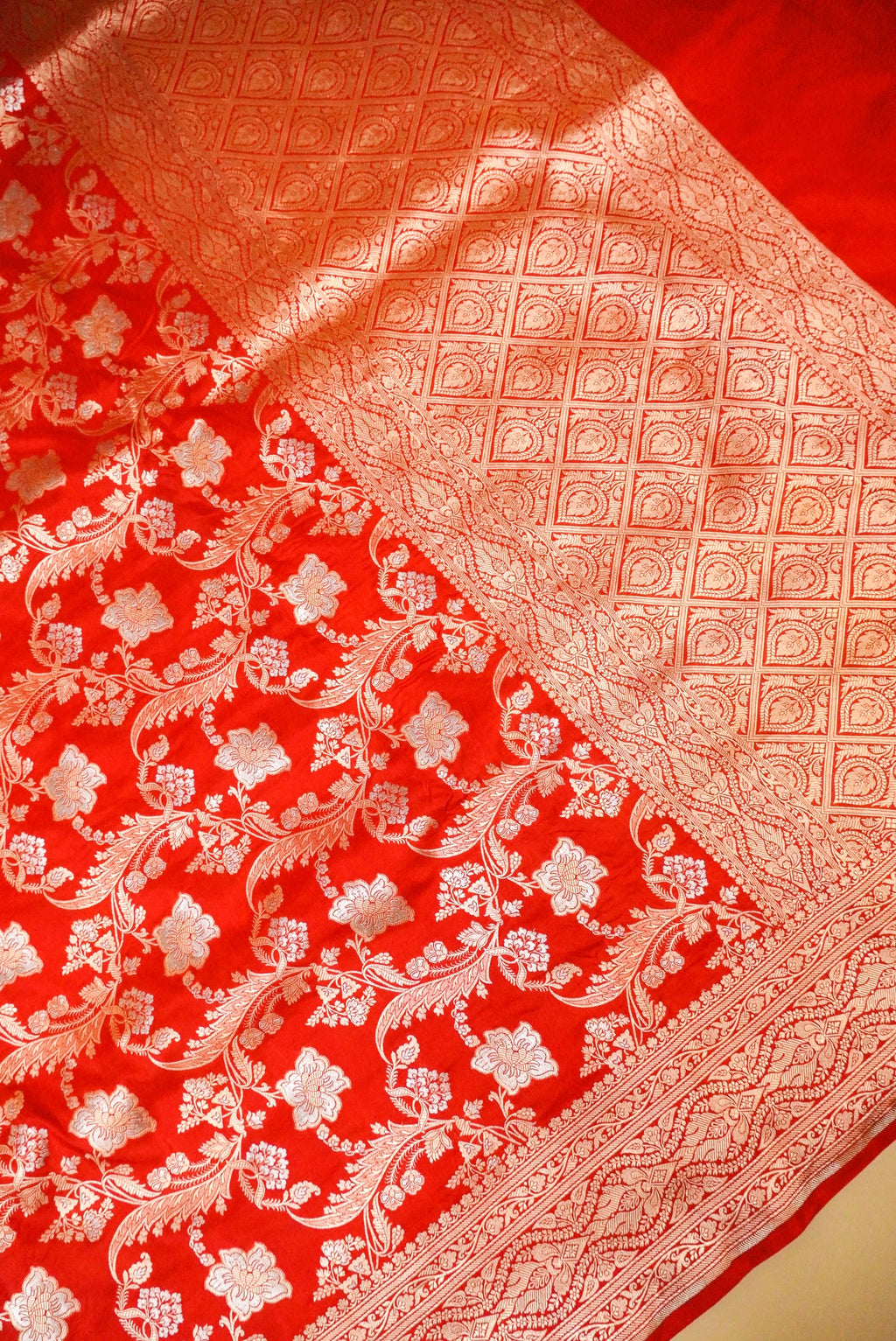 Handwoven Red Banarasi Katan Silk Saree