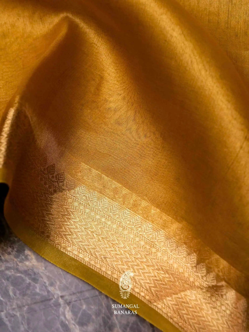 Handwoven Golden Banarasi Tissue Silk Saree