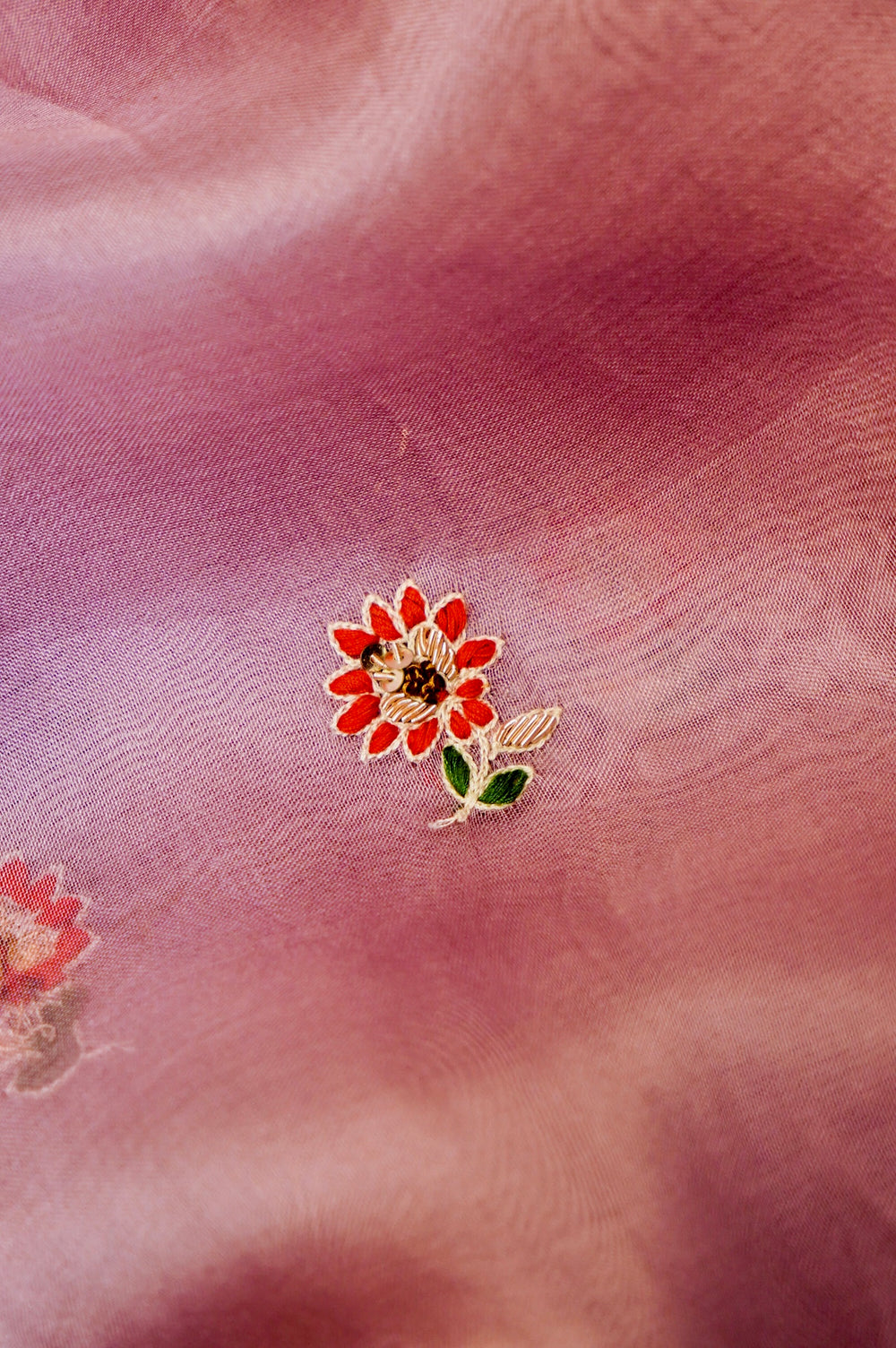 Designer Pink Organza Silk Saree